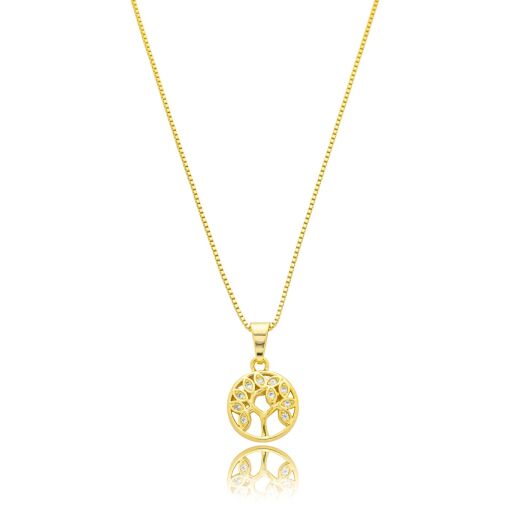 Gargantilha Arvore da Vida Zirconia Banhada a Ouro 18k