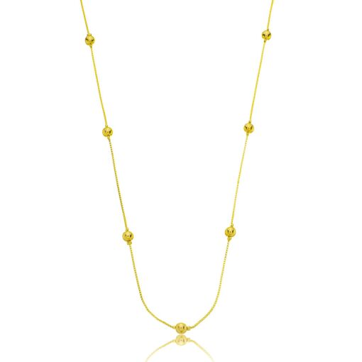 Colar Alongado Bola Banhado a Ouro 18k.