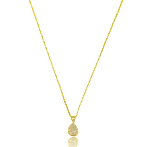 Gargantilha Gota G Zircônia Banhado a Ouro 18k.