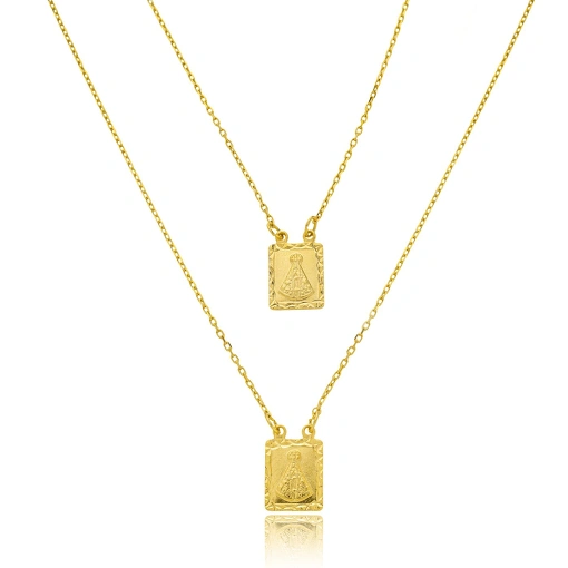 Escapulário Nossa Senhora Aparecida Banhado a Ouro 18k.