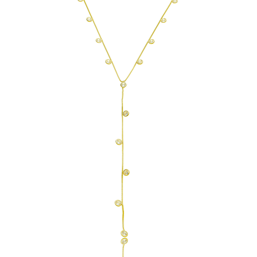 Colar Gravatinha Zirconia Banahada a Ouro 18k