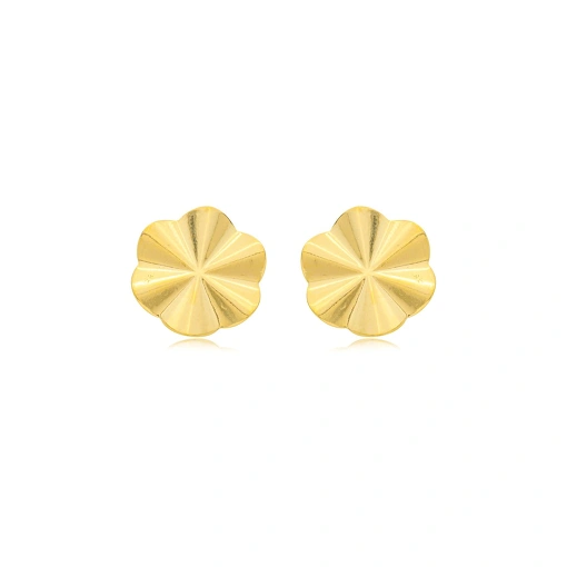 Brinco Flor Trabalhada Banhada a Ouro 18k