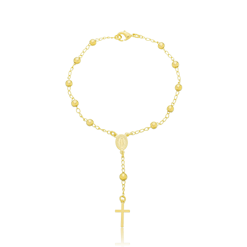 Pulseira Terço Banhada a Ouro 18k.
