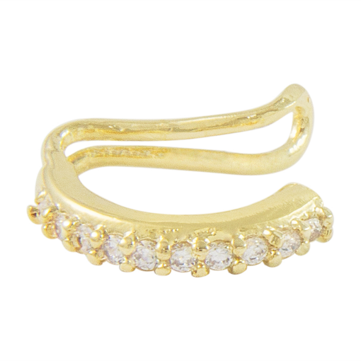 Brinco Piercing Fake Zircônia Banhado No Ouro 18k.