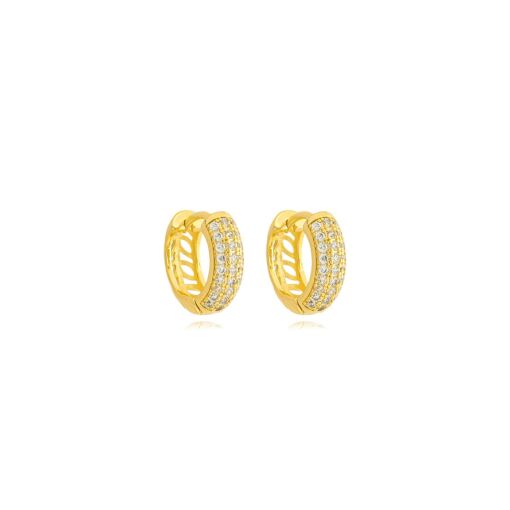 Brinco Articulado Zirconia M Banhado a Ouro 18k
