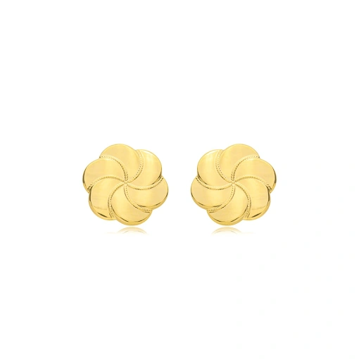 Brinco Espiral Trabanhado Banhado a Ouro 18k