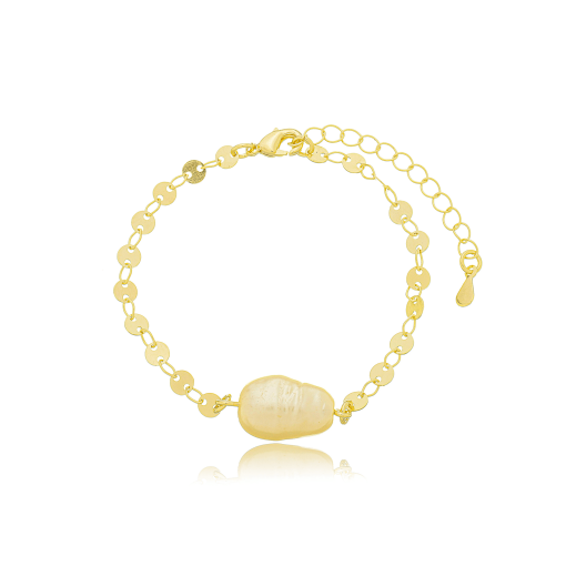 Pulseira Perola Banhada a Ouro 18k