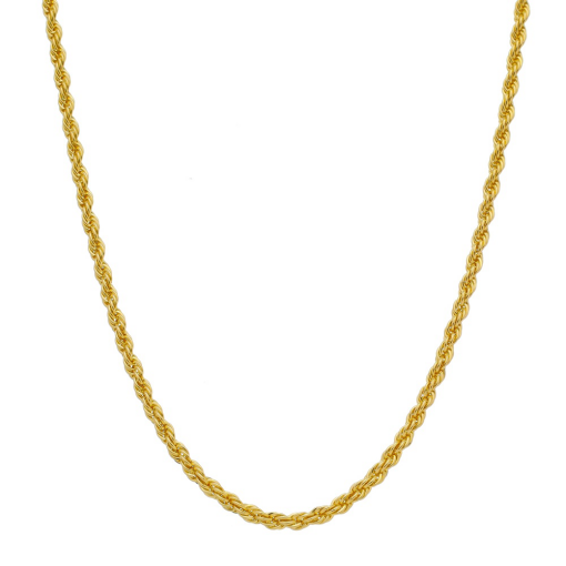 Corrente Cordão Baiano 45cm 3mm Banhada a Ouro 18k.