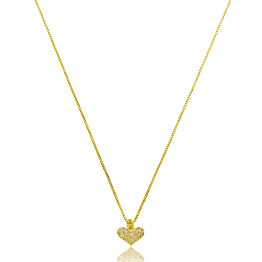 Gargantilha Coração Zirconia Banhada a Ouro 18k