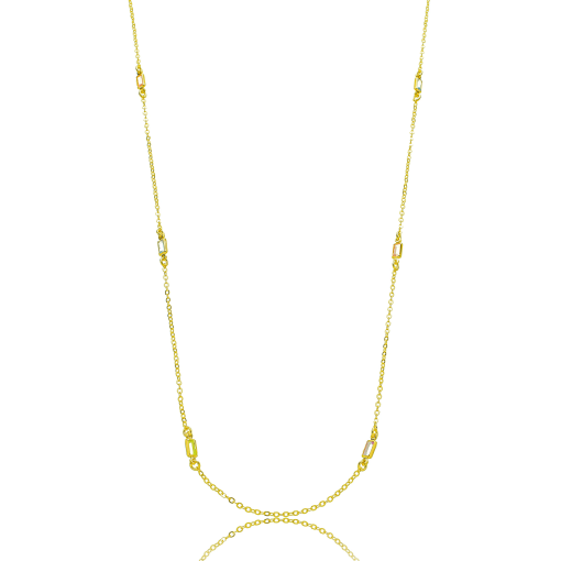 Colar 90 Cm Quadrado Colorido Fino Banhado a Ouro 18k