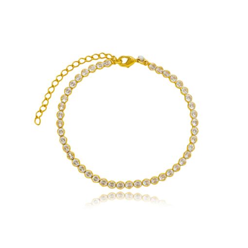 Pulseira Zirconia Redonda Banhada a Ouro 18k