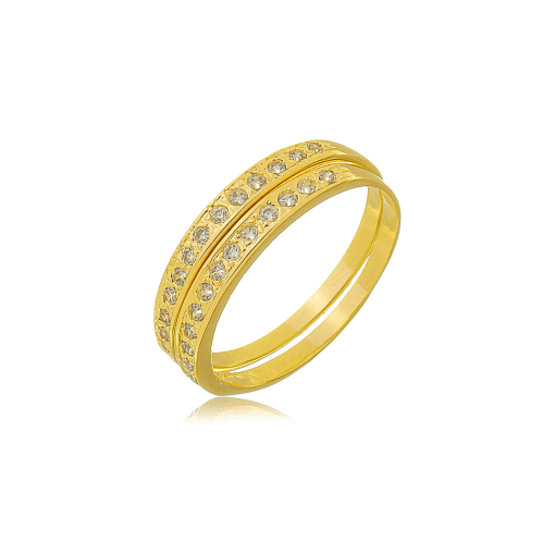 Anel Aparador de Aliança Zircônia Banhado a Ouro 18k.