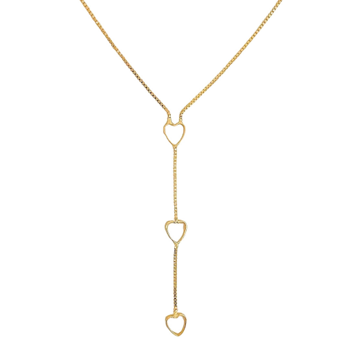 Colar Gravatinha Coração Banhado a Ouro 18k.