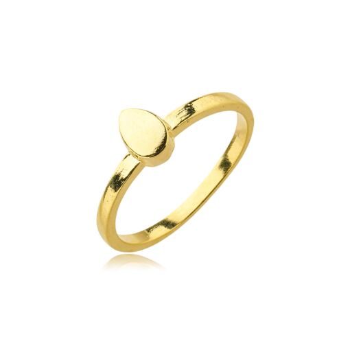 Anel Gota Lisa Banhado a Ouro 18k