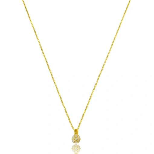Gargantilha Flor Zirconia Bnahada a Ouro 18k