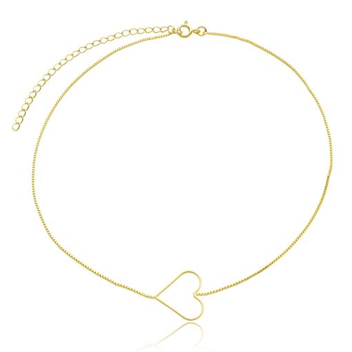 Colar Choker Coração Vazado Banhado a Ouro 18k
