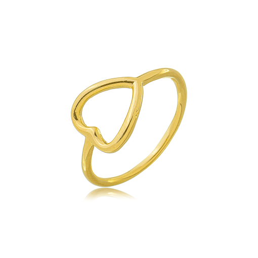 Anel Coração Vazado Banhado a Ouro 18k