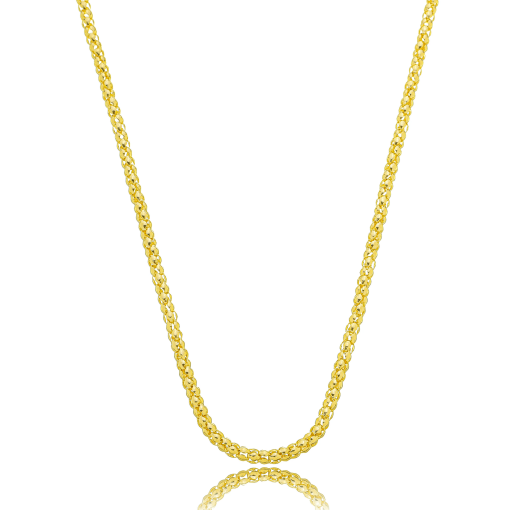 Corrente 45 Cm Pipoca Media Banhada a Ouro 18k