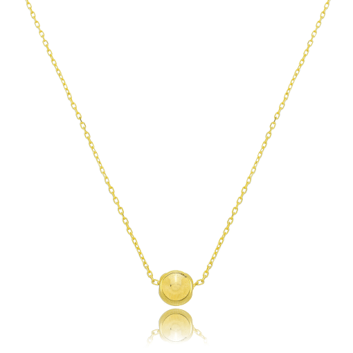 Gargantilha Bola Lisa Banhada a Ouro 18k.