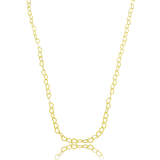 Colar 60cm Corações Banhado a Ouro 18k.