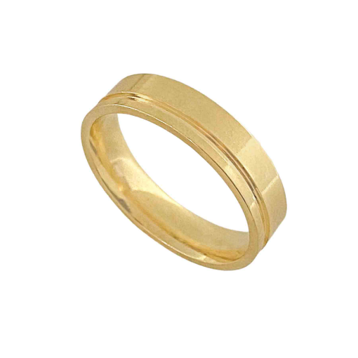 Anel Aliança Quadrada Banhada a Ouro 18k.