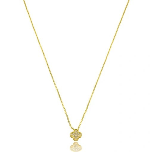 Gargantilha Trevo Zirconia Banhada a Ouro 18k