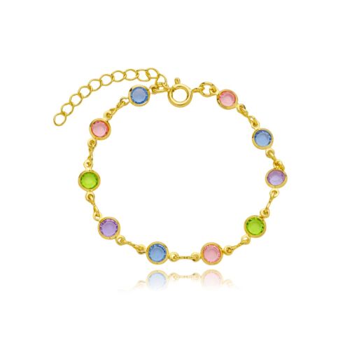 Pulseira Infantil Colorida Banhada a Ouro 18k