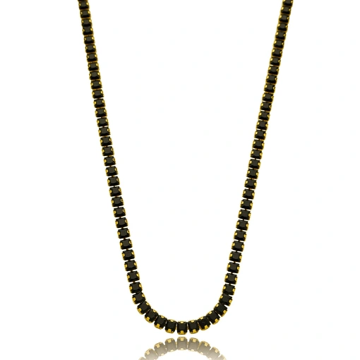 Colar Choker Zirconia Quadrado Banhado a Ouro 18k