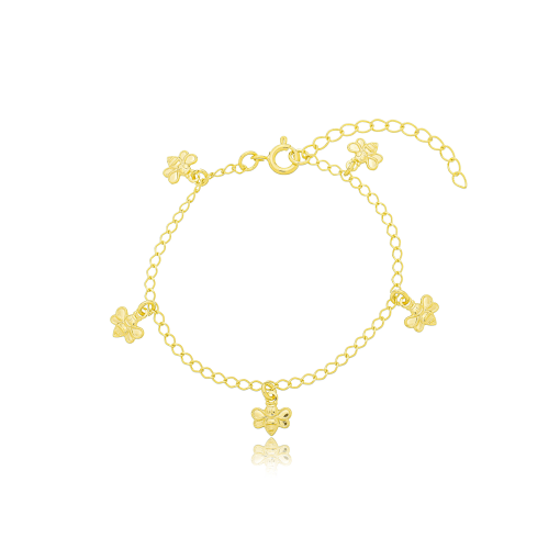 Pulseira Infantil Joaninha Banhada a Ouro 18k
