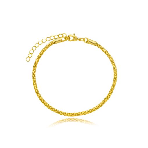 Pulseira Lisa Pipoca Banhada a Ouro 18k.
