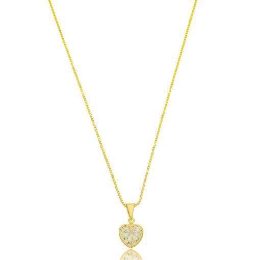 Gargantilha Coração Zircônia Banhado a Ouro 18k.