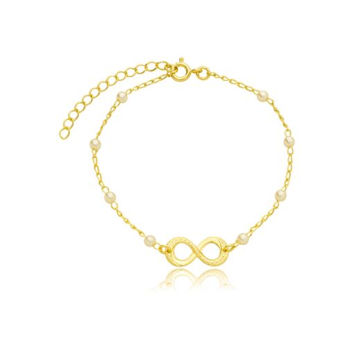 Pulseira Infinito Perola Banhada a Ouro 18k