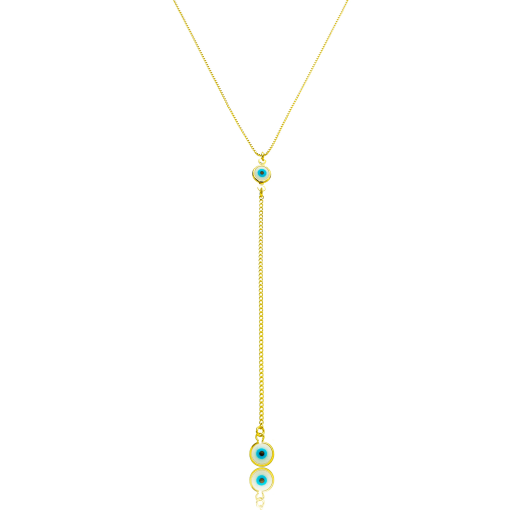 Colar Gravatinha Olho Grego Banhado a Ouro 18k.