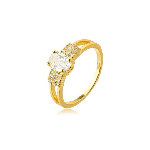 Anel Zirconia Banhado a Ouro 18k