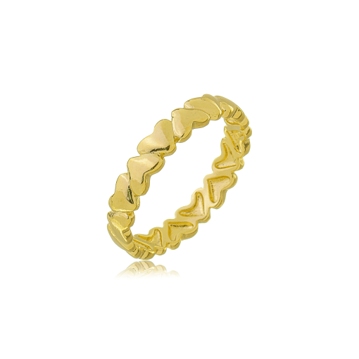 Anel Coração Banhado a Ouro 18k