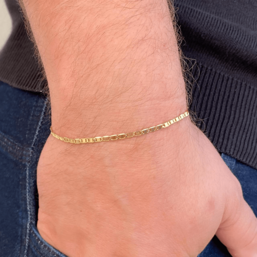 Pulseira Masculina Elos Banhada a Ouro 18k.