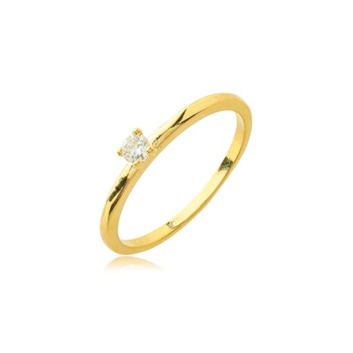 Anel Zirconia Banhado a Ouro 18k