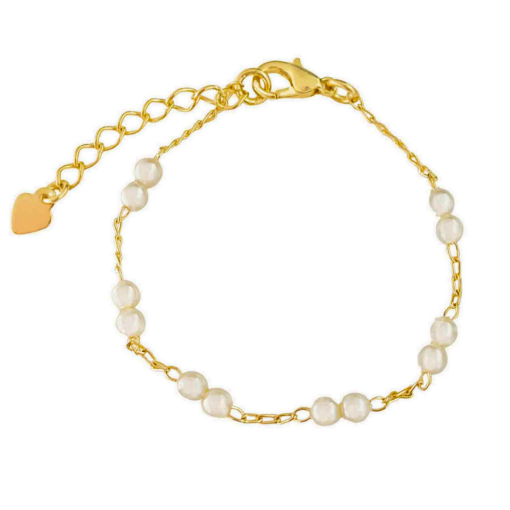 Pulseira Infantil Pérola Banhada a Ouro 18k.