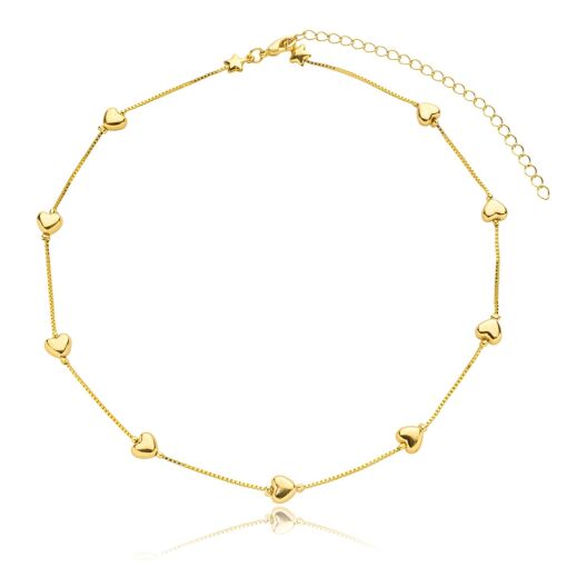 Colar Choker Coração Banhado a Ouro 18k