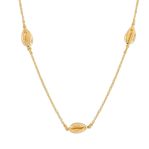 Colar 60cm Buzios Banhado a Ouro 18k.