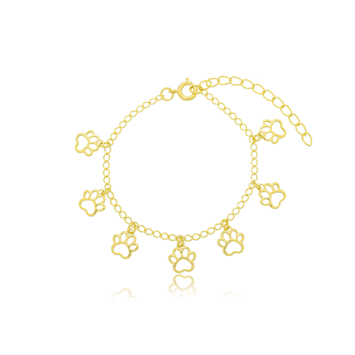 Pulseira Infantil Pata Banhada a Ouro 18k.