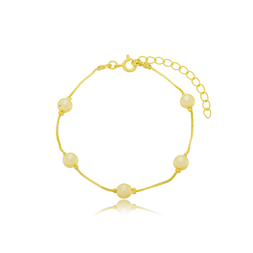 Pulseira Pérolas Banhada a Ouro 18k.