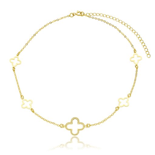 Colar Choker Trevo Vazado Banhado a Ouro 18k