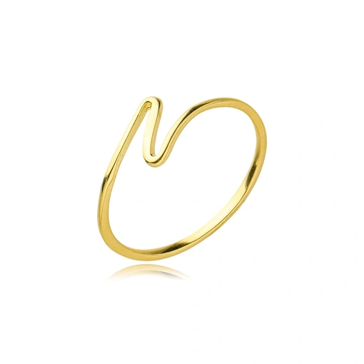 Anel Onda Lisa Banhado a Ouro 18k