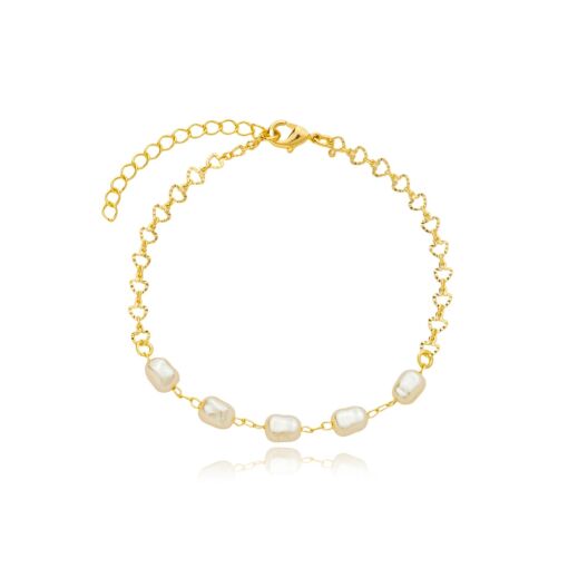 Pulseira Perola Banhada a Ouro 18k.