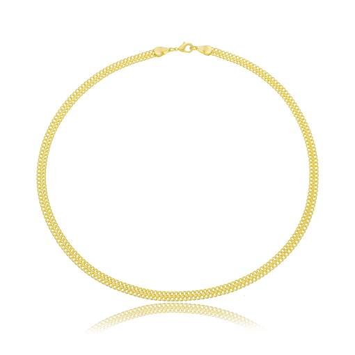Corrente Trabalhada 40cm Banhada a Ouro 18k.