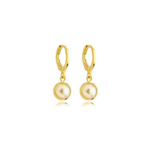 Argola Articulada Pérola Banhada a Ouro 18k.