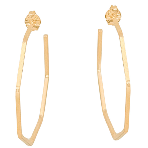 Brinco Argola Sextavada G Banhada a Ouro 18k