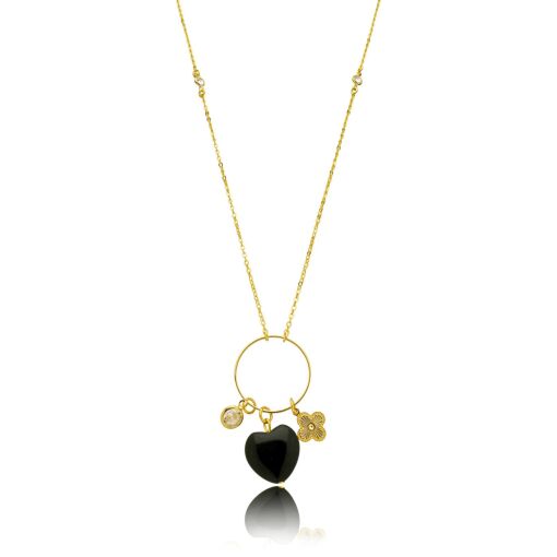 Gargantilha Patua Pedra Zirconia e Trevo Banhada a Ouro 18k