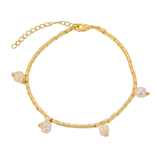 Pulseira Canutilho Perola Banhada a Ouro 18k